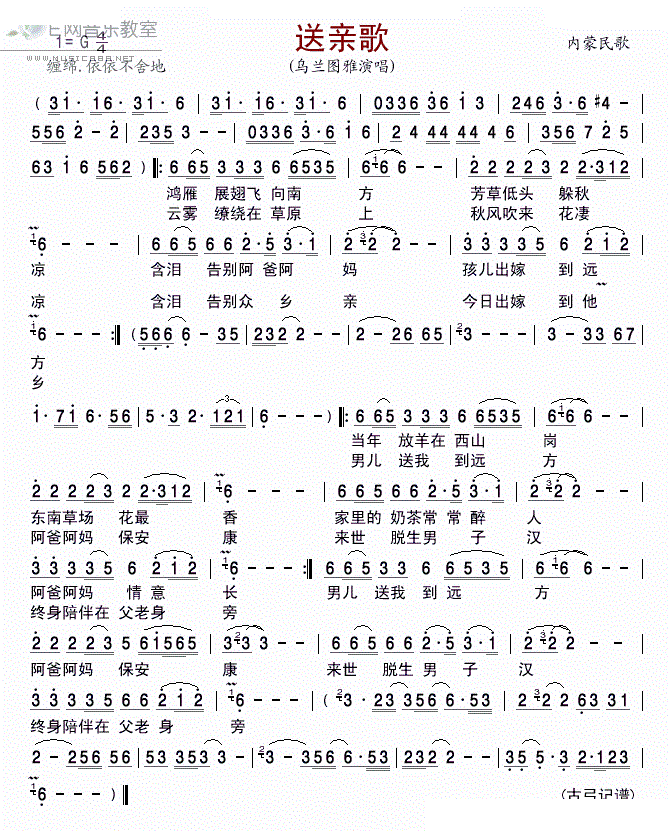 送亲笛子简谱完整版图片