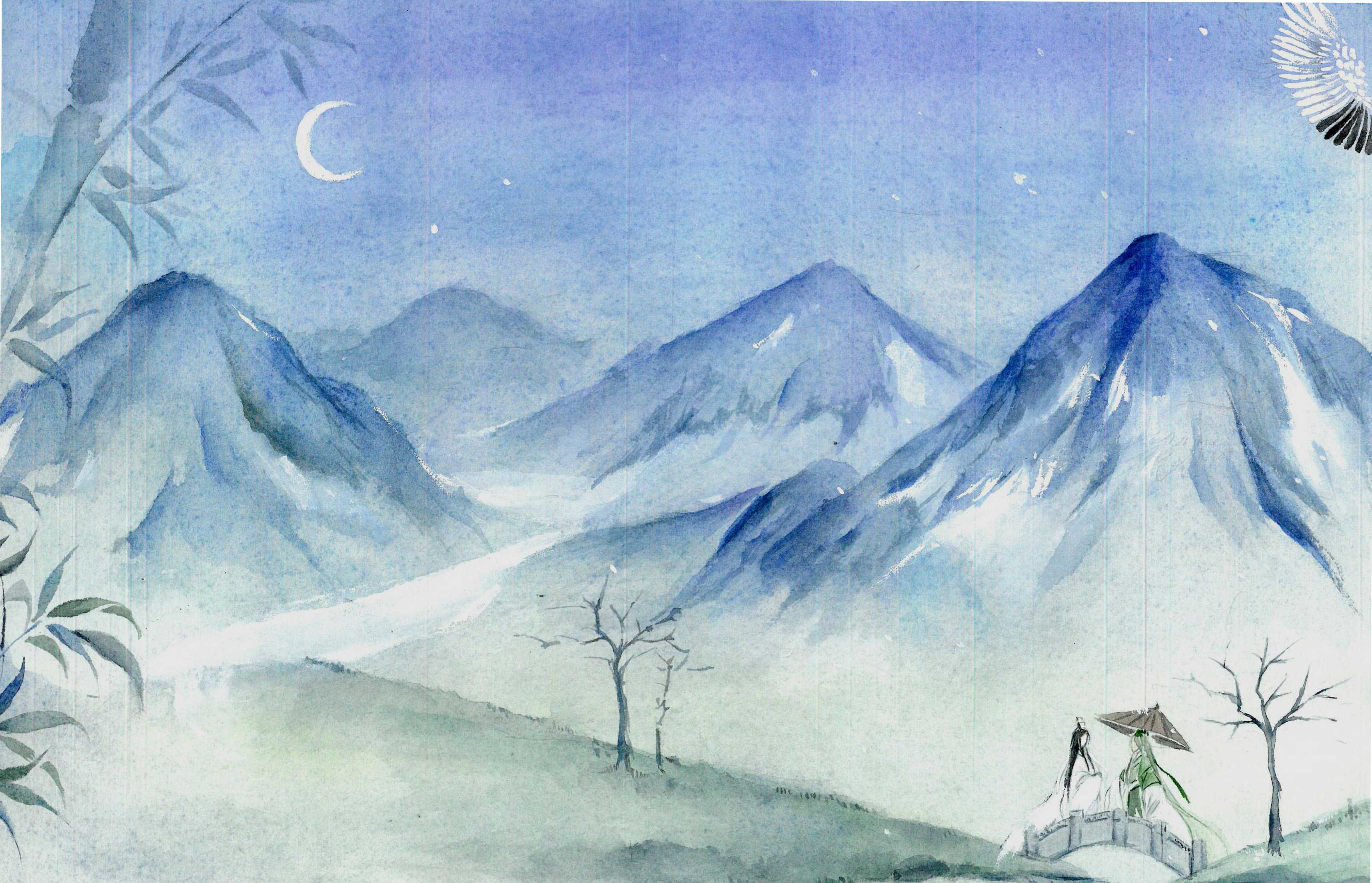 月夜风尘不肯问,华年风雨多病身. 沉墨浅痕寄情深,梦里一双有情人!