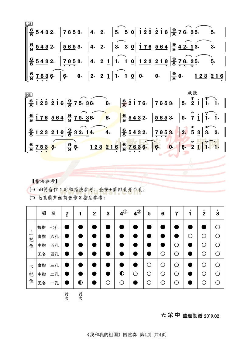 葫芦丝合奏曲谱